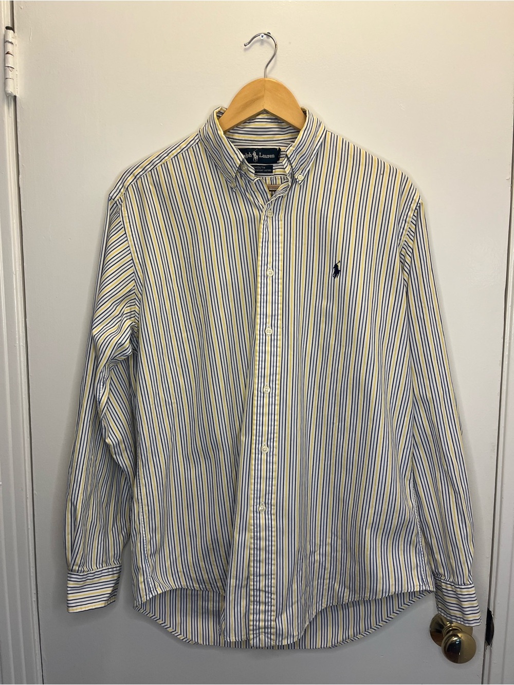 Ralph Lauren Men’s Yellow & Blue Striped Yarmouth Button-Down Shirt
